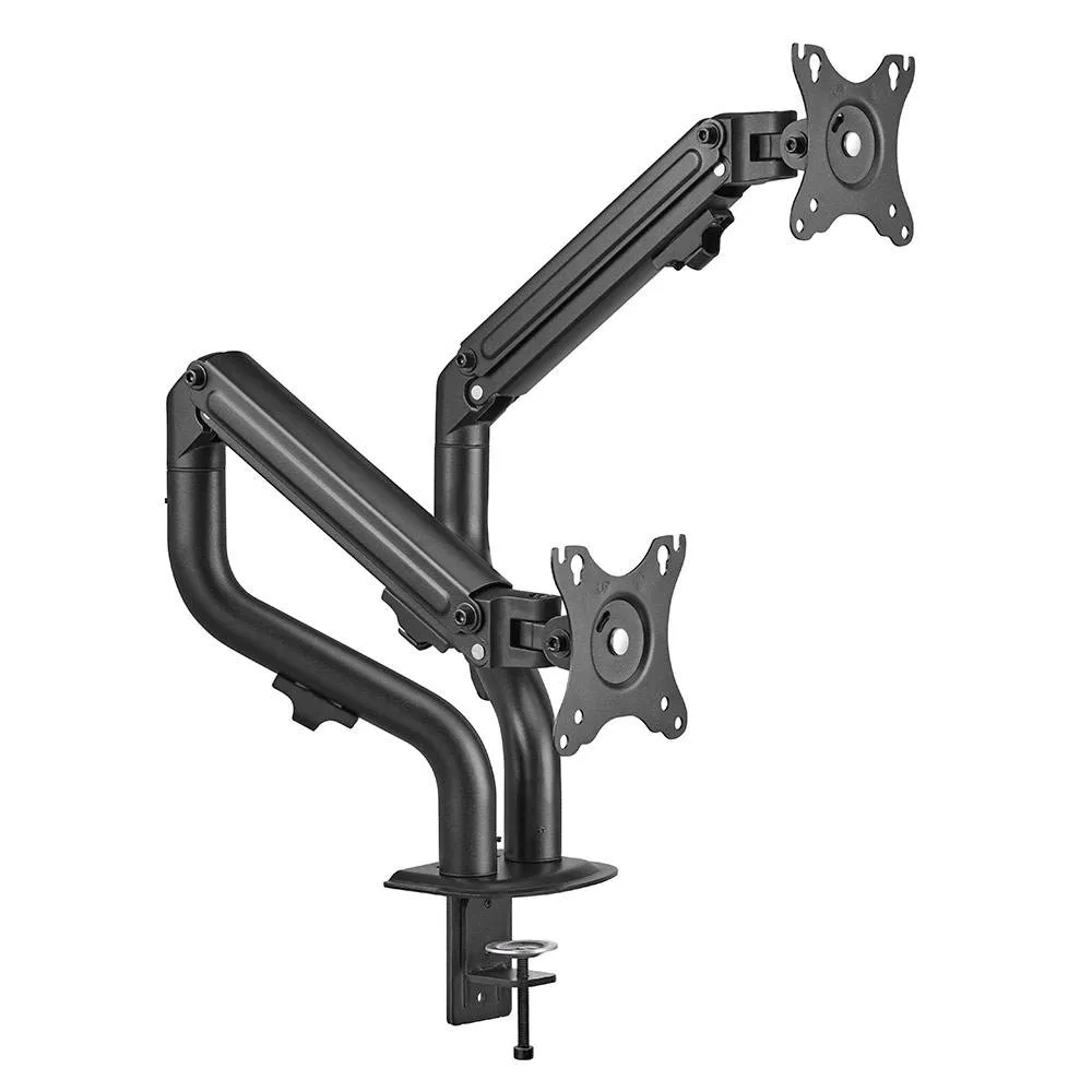 Suporte de Secretária Gembird MA-DA2-02 Monitor Desk Mount Dual Arm (Rotação/Inclinação/Retração) 17 - 32 Preto