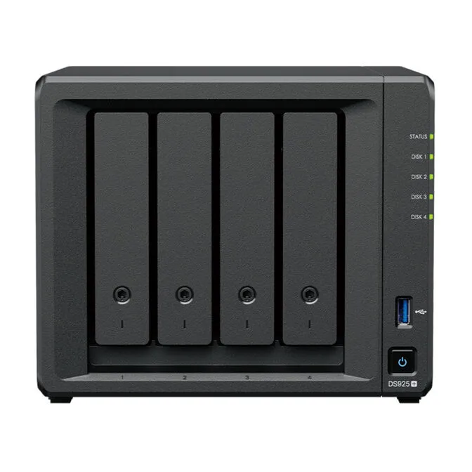 NAS Synology Disk Station DS925+ - 4 Baías - CPU 4-Core AMD Ryzen V1500B - 4GB RAM