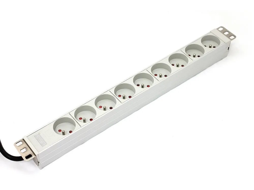 A-19-STRIP-3-IMP - 1U - Aluminum - White - 9 AC A-19-STRIP-3-IMP