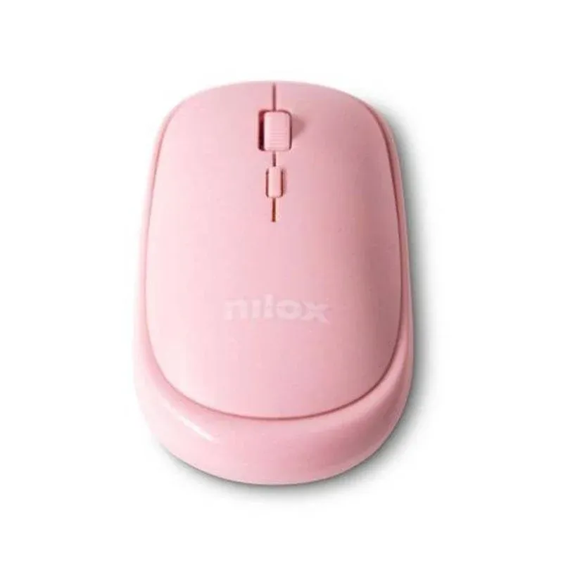 Rato Nilox sem fios USB-A 1600 DPI rosa recarregável compacto