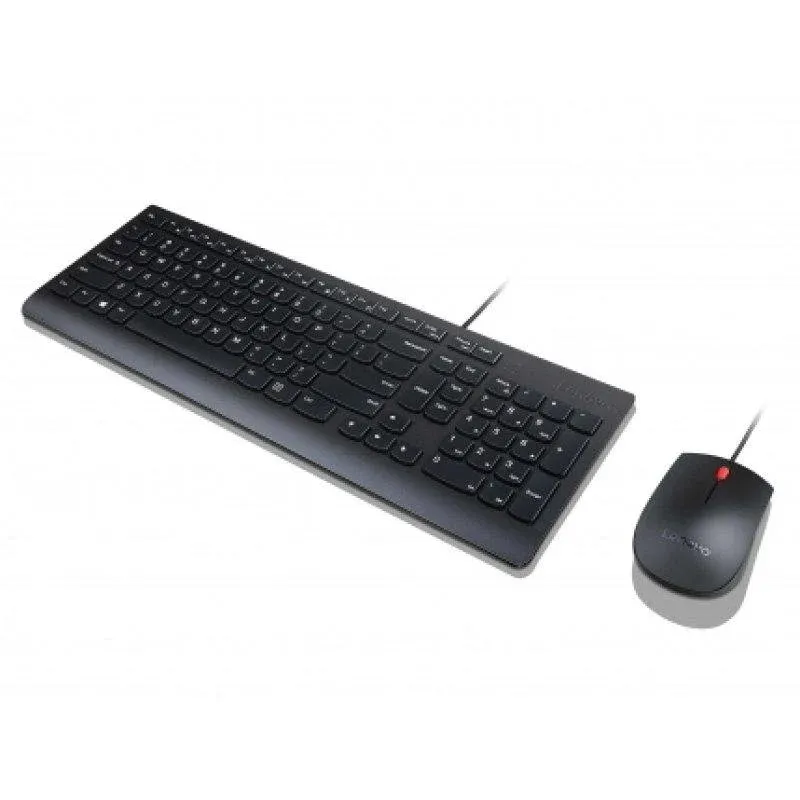 Teclado Lenovo Essential Wired Combo QWERTZ alemão completo com rato ótico 1000 DPI