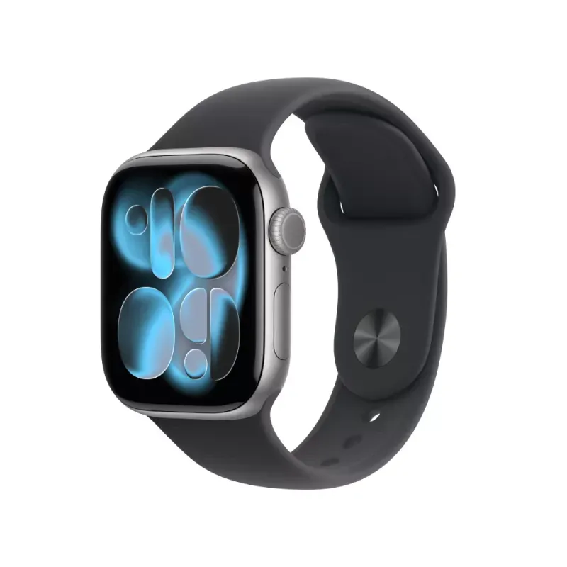 Apple Watch Series 11 (GPS + Cellular) - 42 mm - alumínio cinzento espaço - relógio inteligente Com banda de desporto - fluoroelastómero - preto - tamanho da banda: M/L - 64 GB - LTE, Wi-Fi 4, UWB, Bluetooth - 5G - 29.7 g