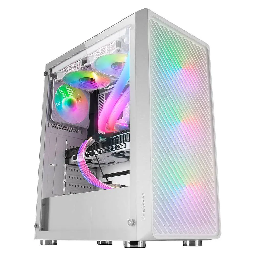 Caixa ATX Mars Gaming MC-F RGB Vidro Temperado Branca