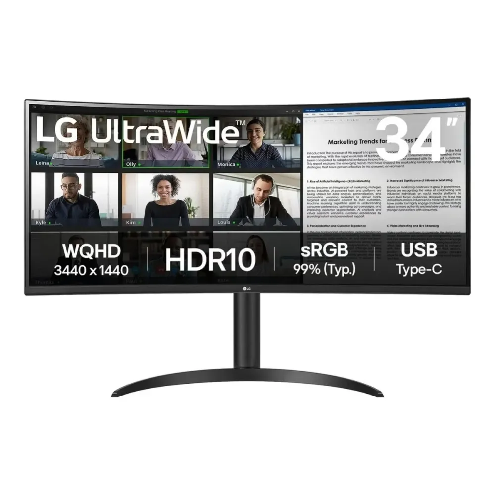Monitor Profissional Curvo LG 34WR50QK-B 34" WQHD