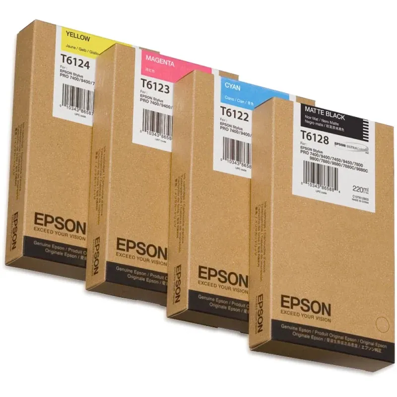 Tinteiro EPSON T6128 Preto Mate 220ml - Stylus Pro 7400/7450/9400/9450