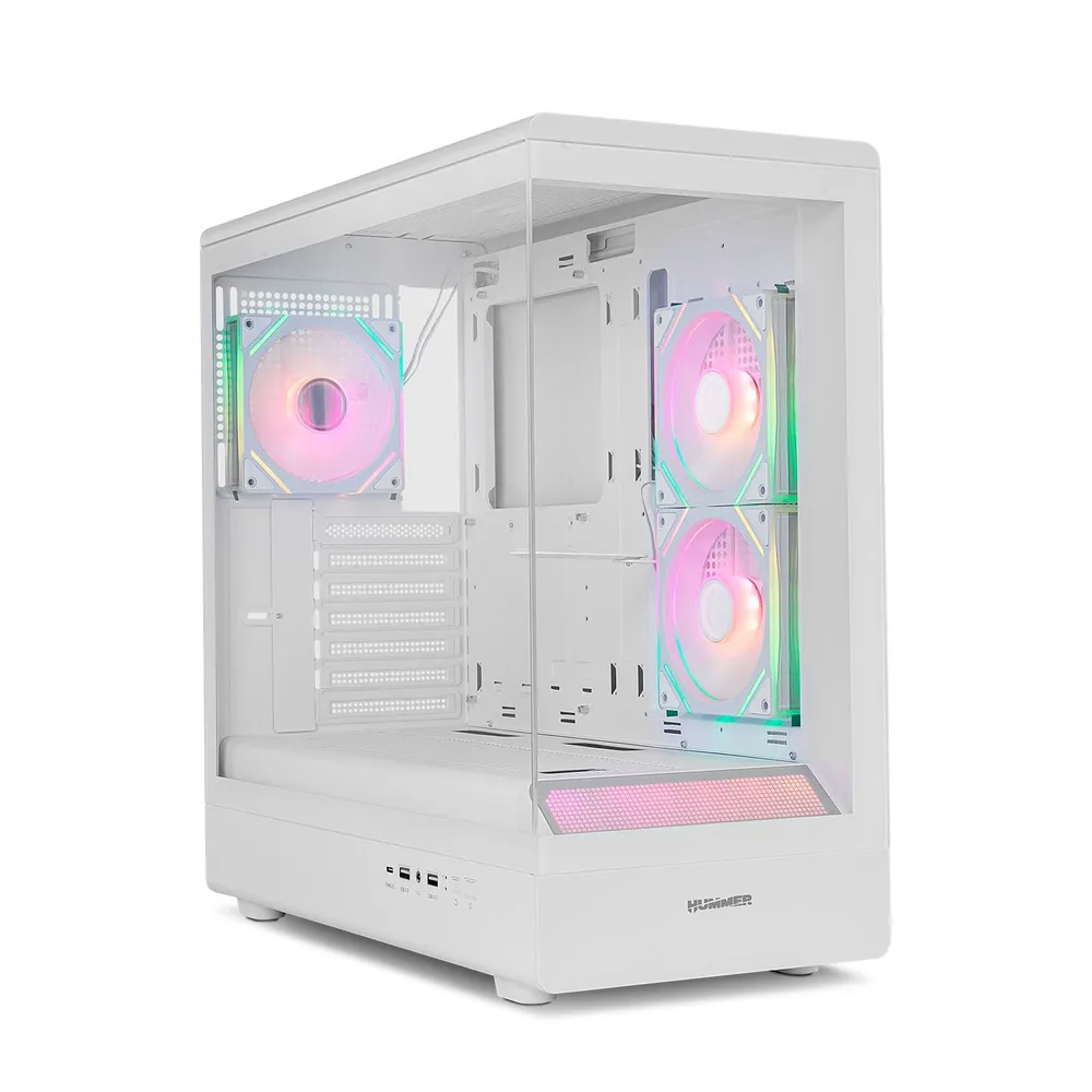 Caixa ATX Nox Hummer Signal ARGB Frameless Tempered Glass Branca