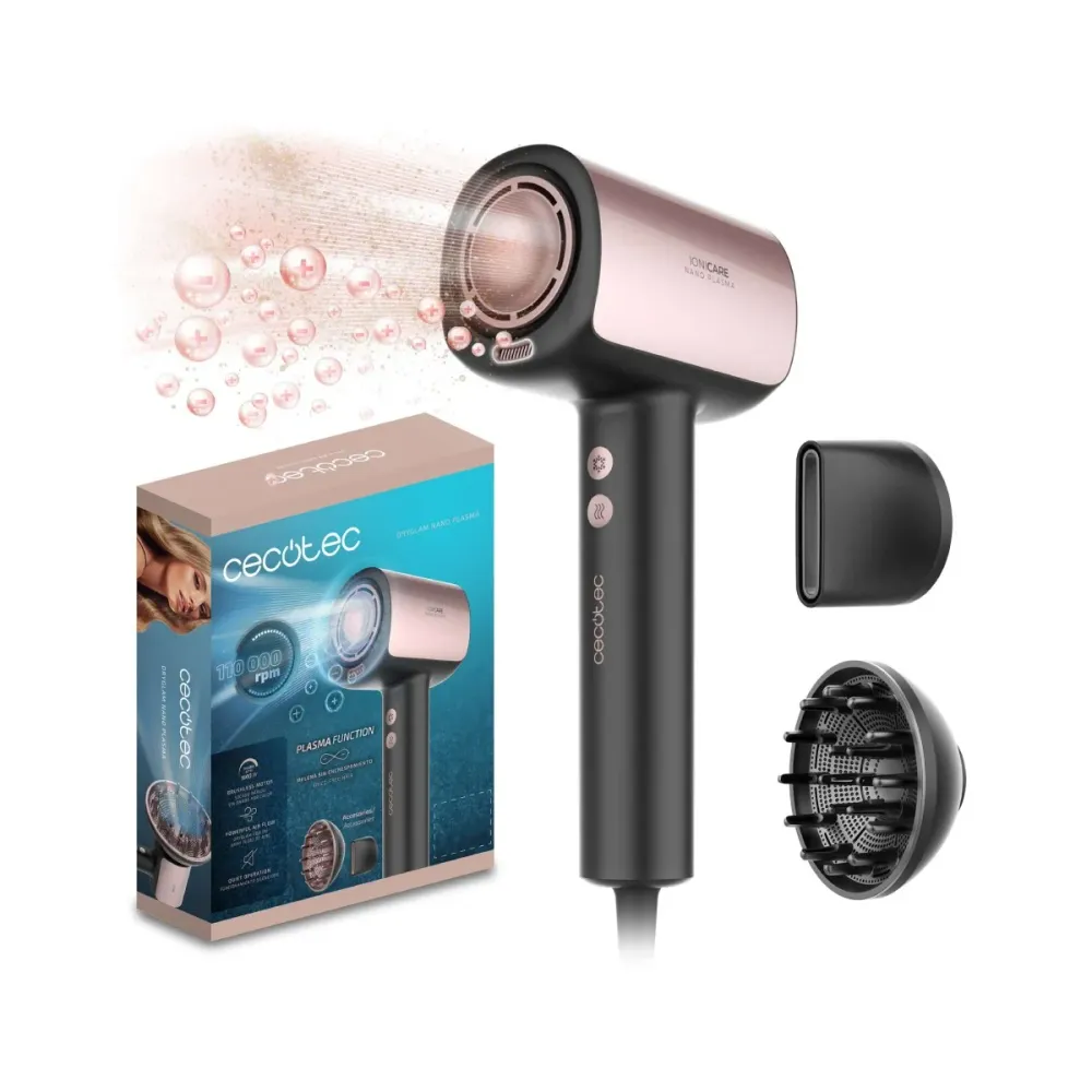 Secador de Cabelo Cecotec DryGlam Nano 1600W Preto/Rose Gold