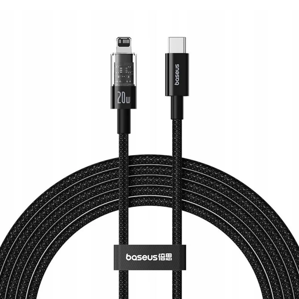 Cabo Baseus USB-C para Lightning 20W 2.4A 2M Preto