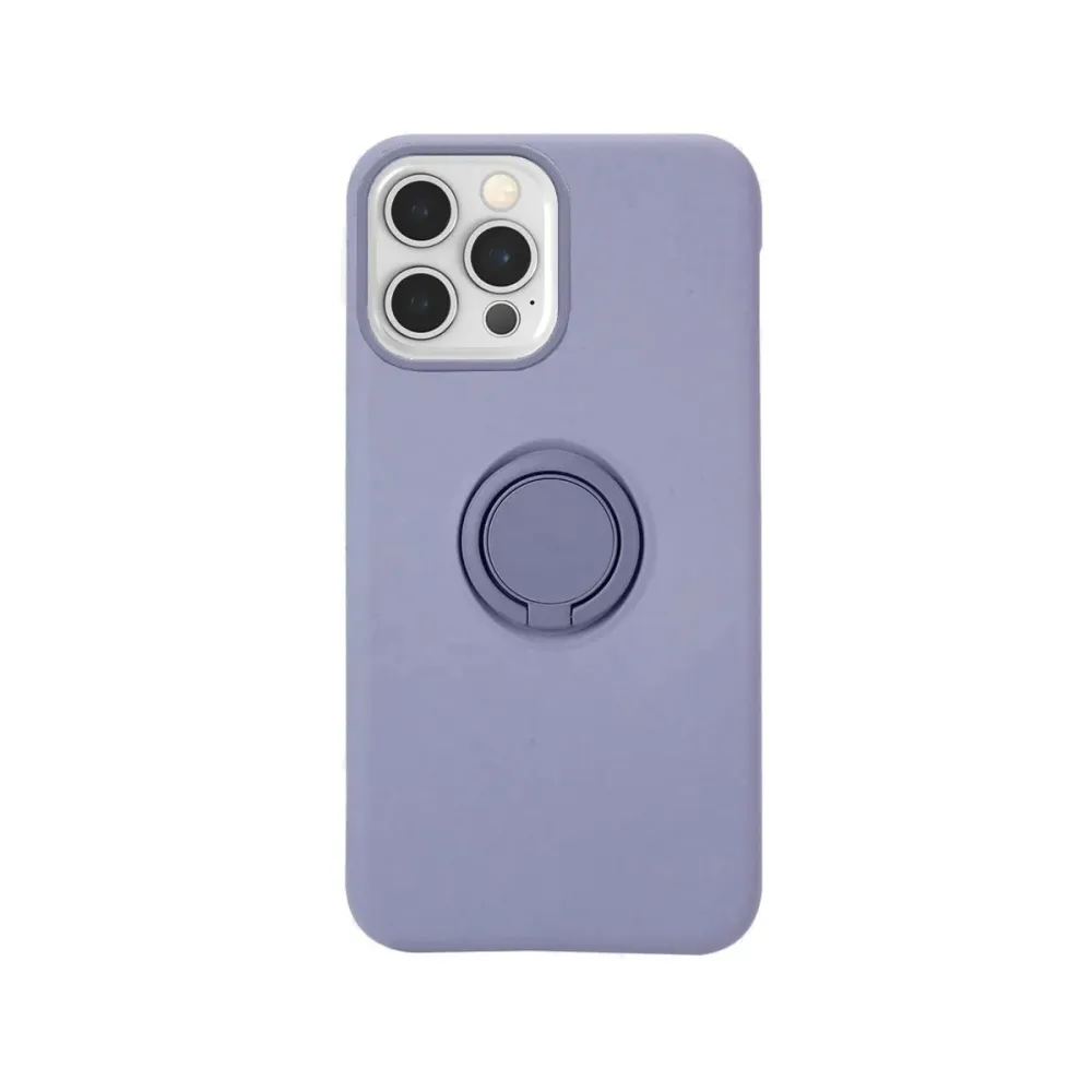 Capa Silicone Premium Apple iPhone 13 Pro com Anel Roxa