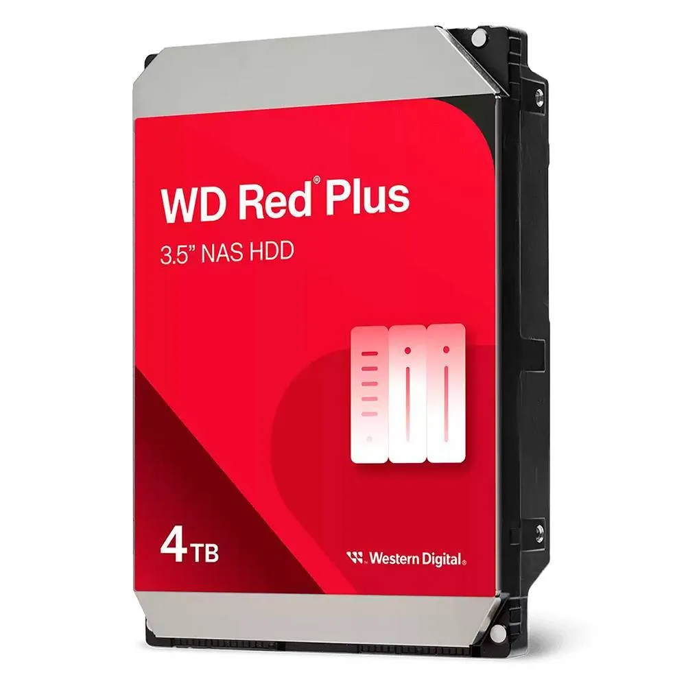 Disco Rígido 3.5 Western Digital WD Red Plus 4TB 5400RPM 128MB Cache 180MB/s CMR Air SATA III 6Gb/s