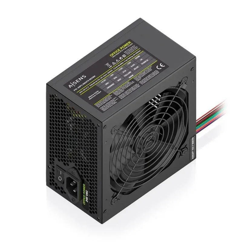 Fuente de Alimentación AISENS ASPC-500ATX-SEOBK 500W Certificação CE RoHS botão