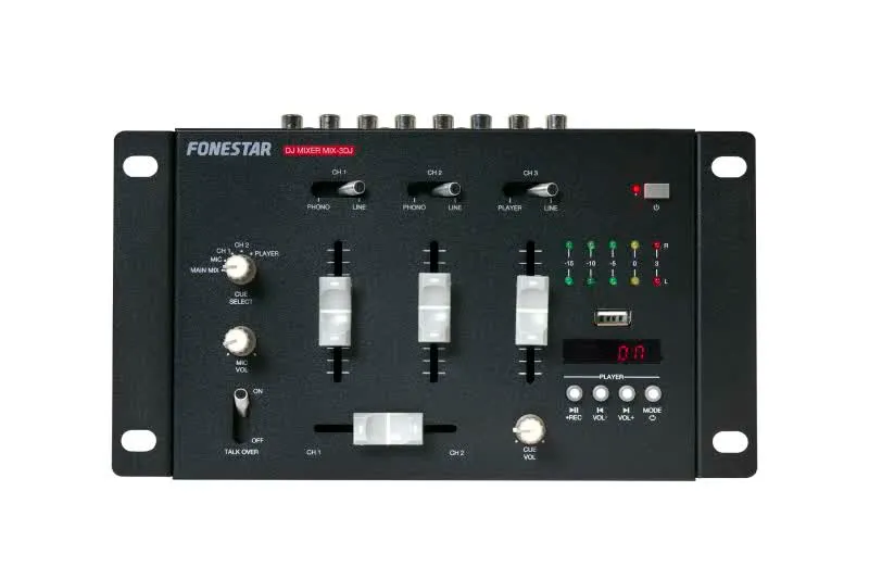 Misturador DJ compacto 3 Canais E Microfone - MIX-3DJ