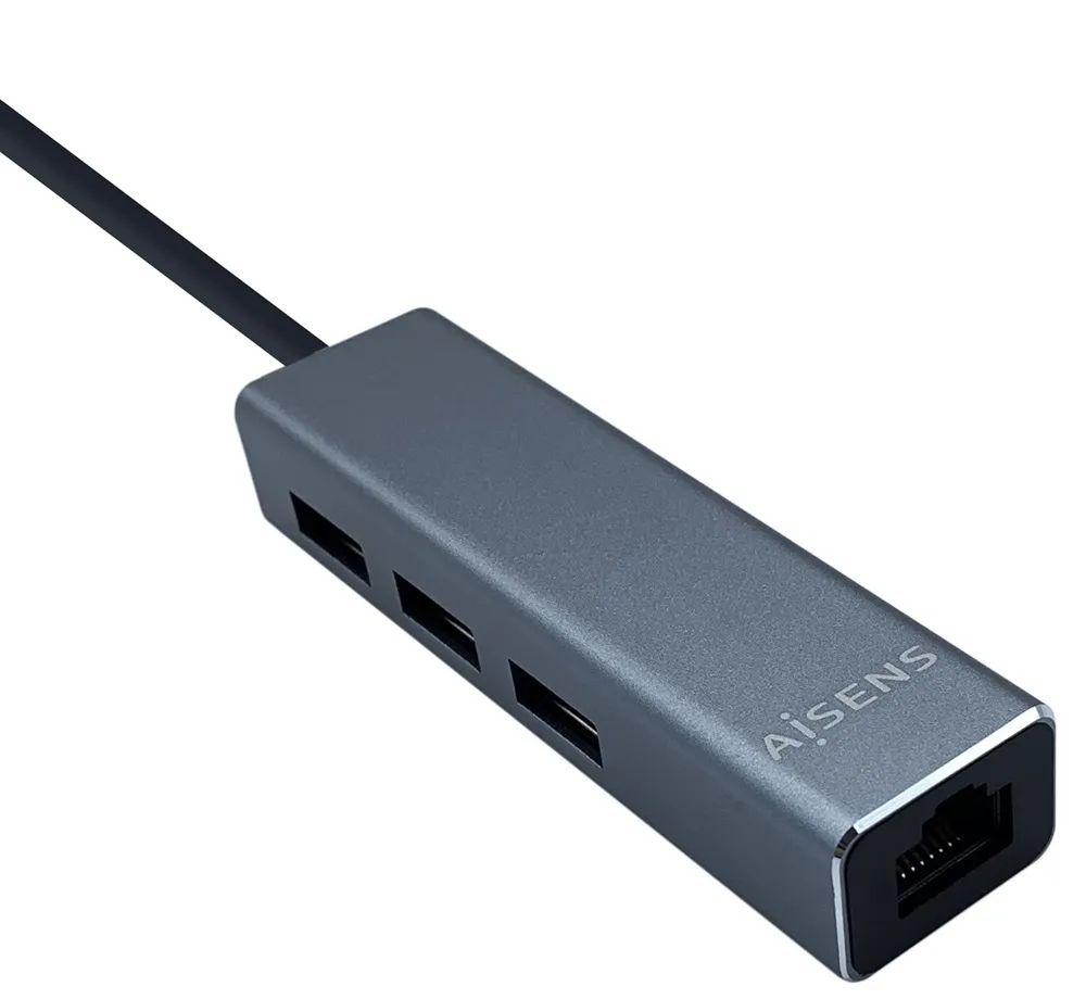 Hub USB USB 3.2 (3x USB + 1 RJ45) Cinzento