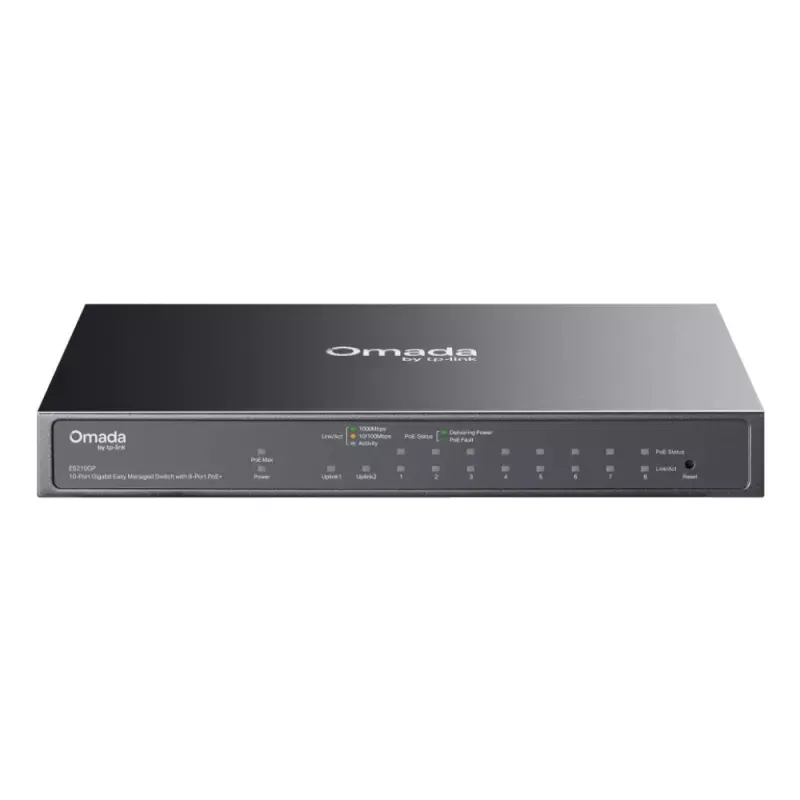 TP-Link Omada ES210GP Switch Gerido 10 Portas Gigabit PoE+ com Montagem Rack DIN Rail