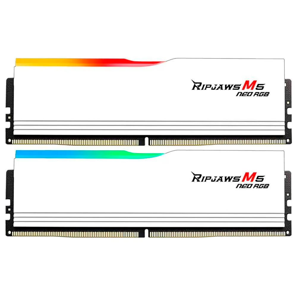 Memória RAM UDIMM G.SKILL Ripjaws M5 Neo RGB 32GB (2x16GB) DDR5-6000MHz (AMD Expo/Intel XMP) CL30 (30-38-38-96) 1.35V Branca