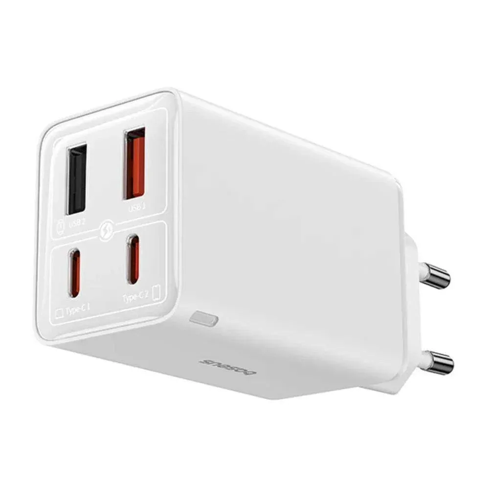 Carregador Baseus GaN6 Pro Dual 65W Fast-Charge + Cabo USB-C 100W 1M Branco