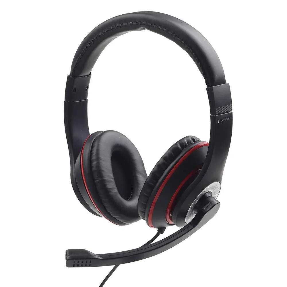 Headset Gembird MHS-03-BKRD Stereo Gaming Black with Red Ring