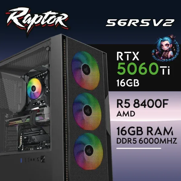 PC Gaming RAPTOR-56R5V2 - R5 8400F | RTX5060Ti 16GB | 16GB | SSD 512
