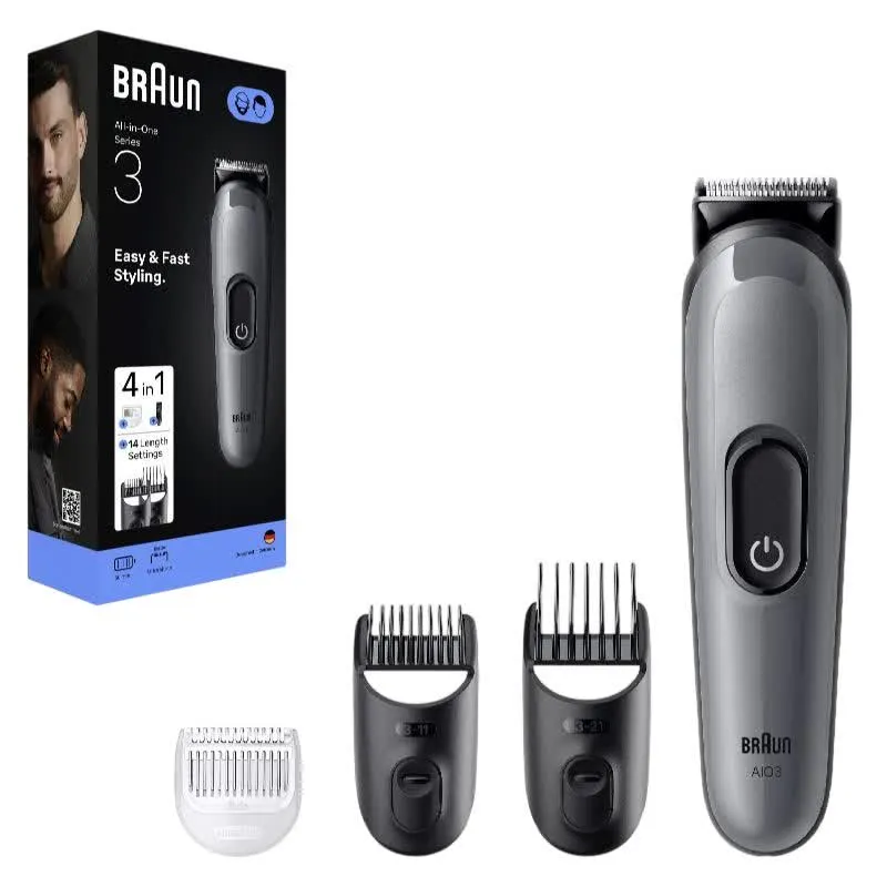 Máquina de Cortar Cabelo AIO3500 "4-EM-1" (Preto/Cinzento) - BRAUN
