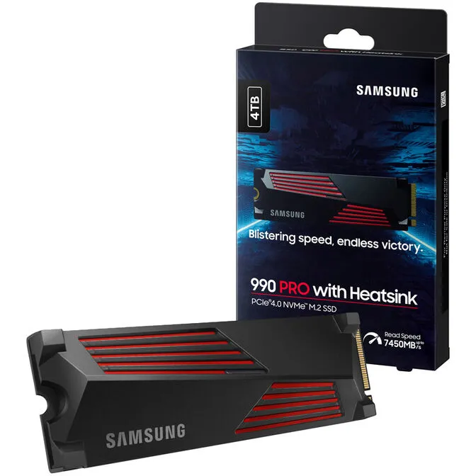 SSD Samsung 990 PRO 4TB Gen4 M.2 NVMe (7450/6900MB/s) Heatsink