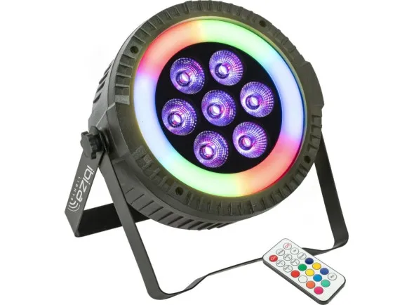 Ibiza Projetor PAR C/ 7 Leds 6W RGBW 1 Anel LED DMX