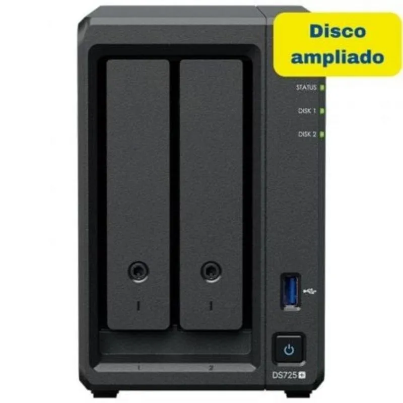 NAS Synology DS725+ 8TB 2 Baias DDR4 4GB 2.5GbE Torre com Expansão NVMe