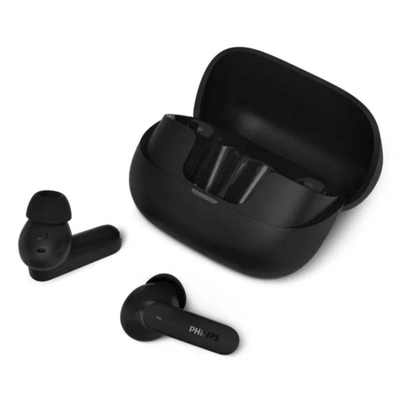Auriculares Philips TAT3000BK/00 sem fios Bluetooth com Cancelamento híbrido de ruído, microfone, preto