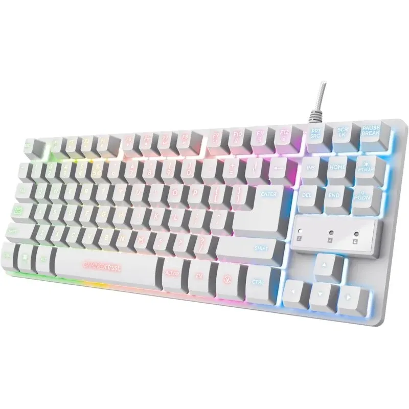 Trust GXT 833W Thado TKL Teclado para jogos USB com iluminação LED branco