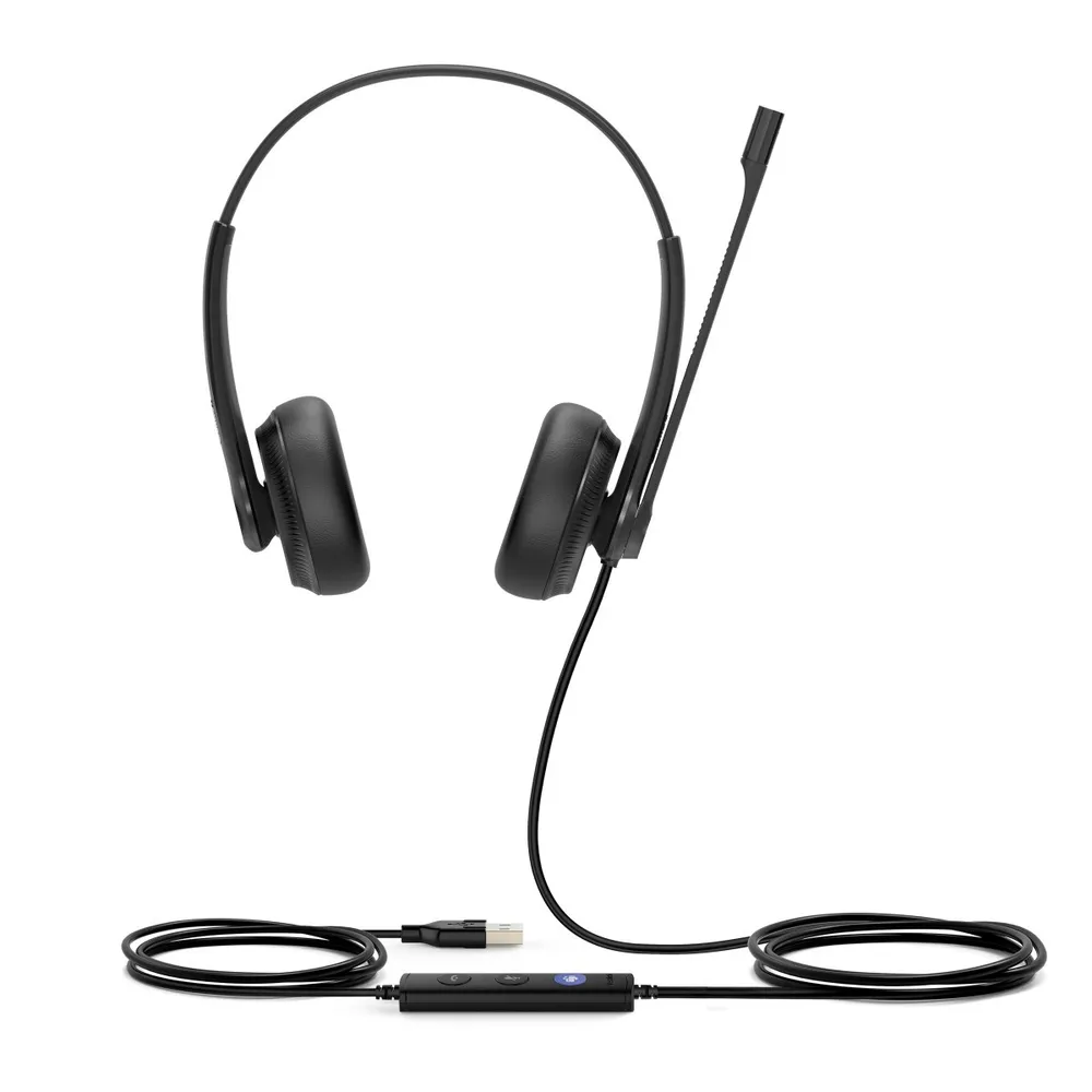 Auriculares Yealink UH34 Dual Teams com cabo USB-A, cancelamento de ruído, escritório, preto