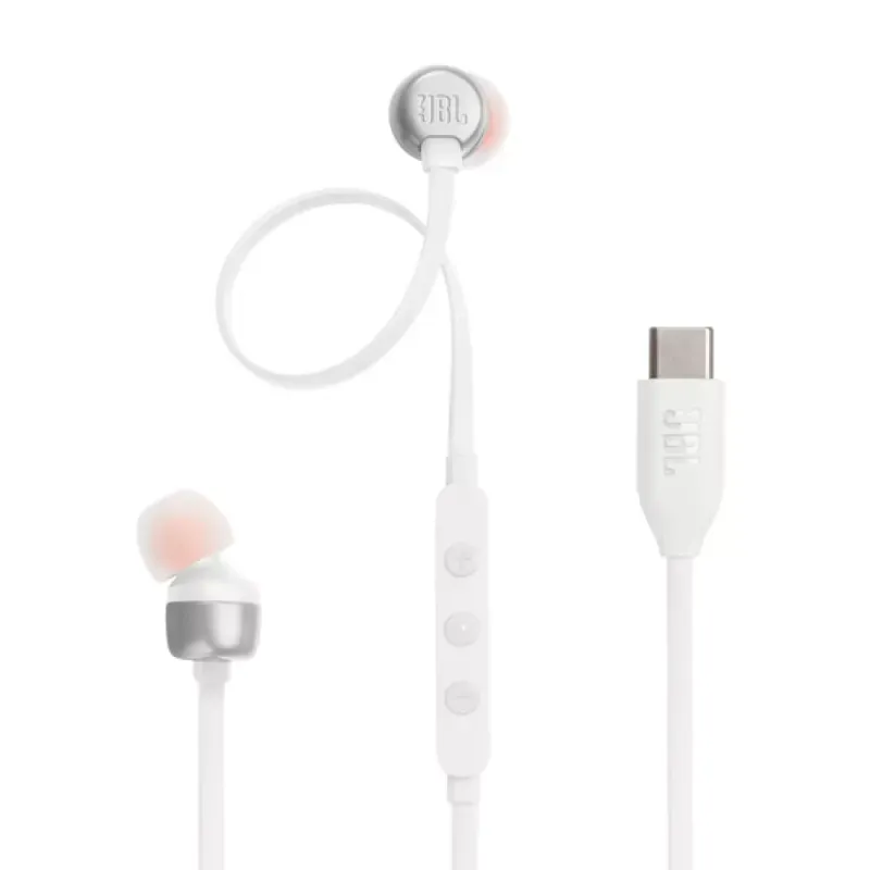 JBL EARPHONES TUNE T310 HIRES AUDIO & PURE BASS USB-C WHITE