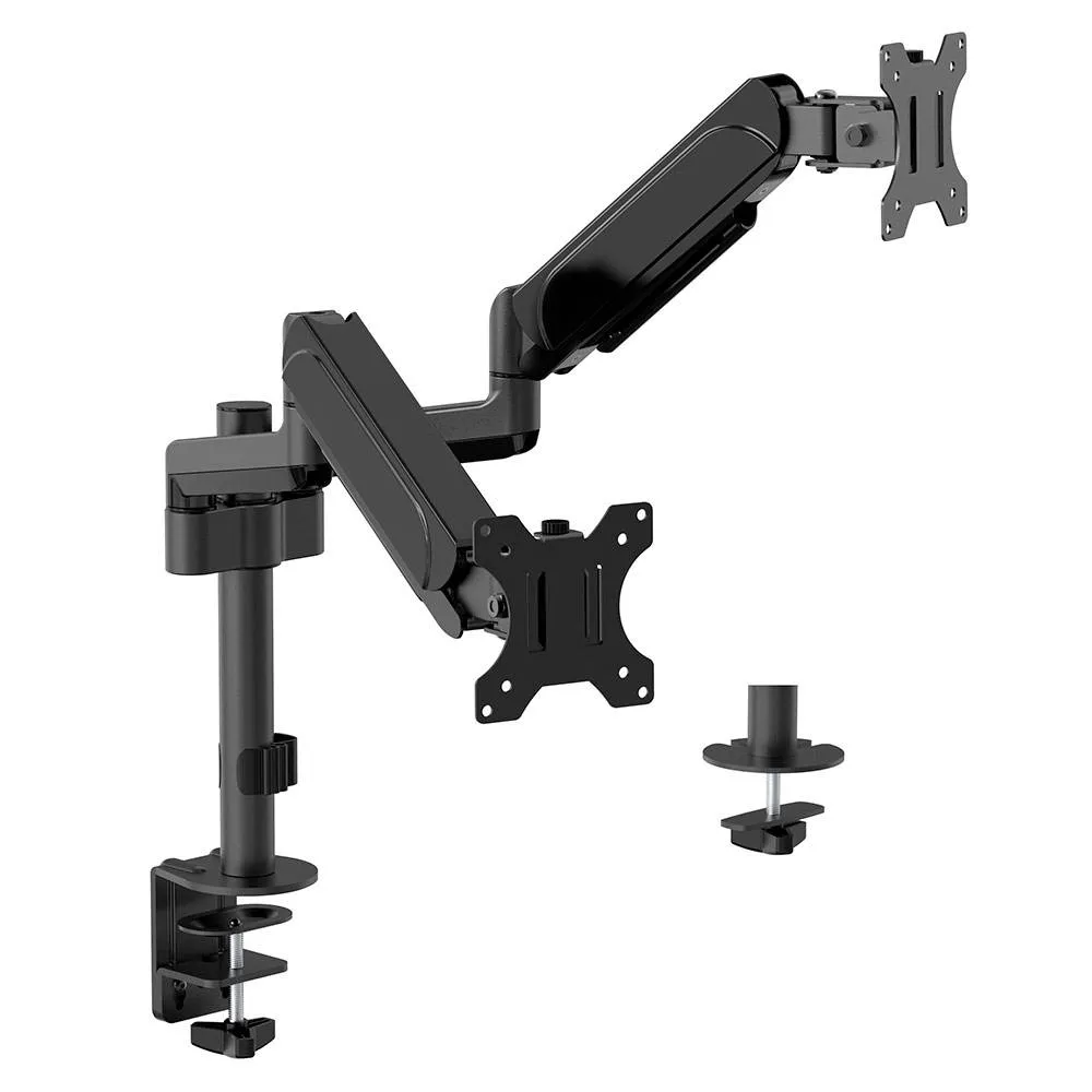 Suporte de Secretária Gembird MA-DA2P-01 Monitor Desk Mount Dual Arm (Rotação/Inclinação/Retração) 17 - 32 Preto