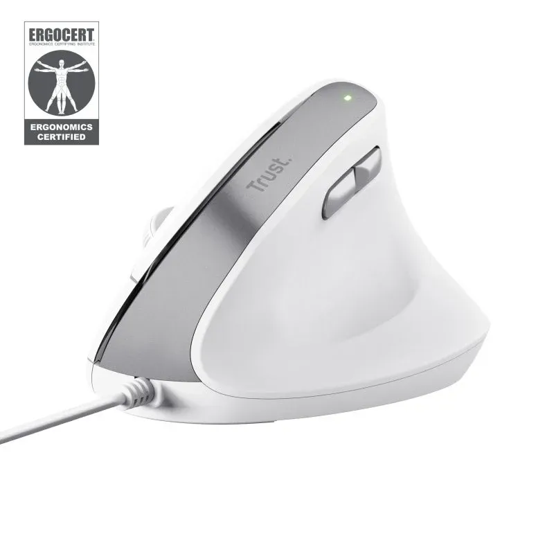 Trust Bayo II Rato USB Vertical Ergonómico Silencioso 2400 DPI com 6 Botões Branco