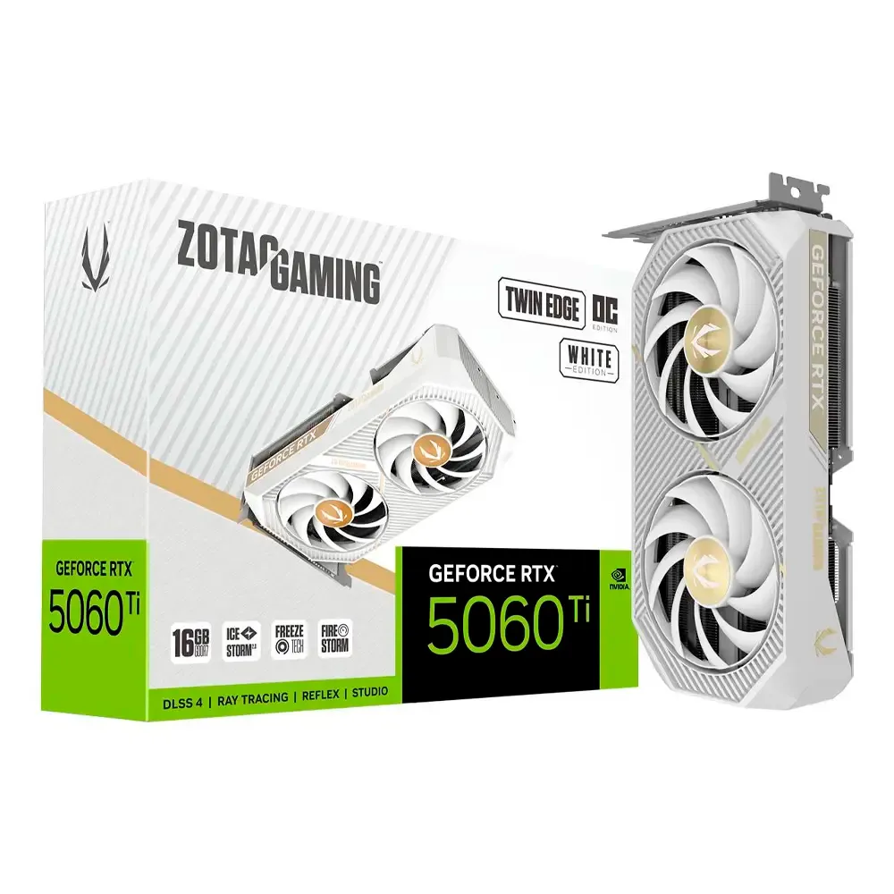 Placa Gráfica Zotac NVIDIA GeForce RTX 5060 Ti Blackwell Twin Edge OC White Edition 16GB GDDR7 DLSS4