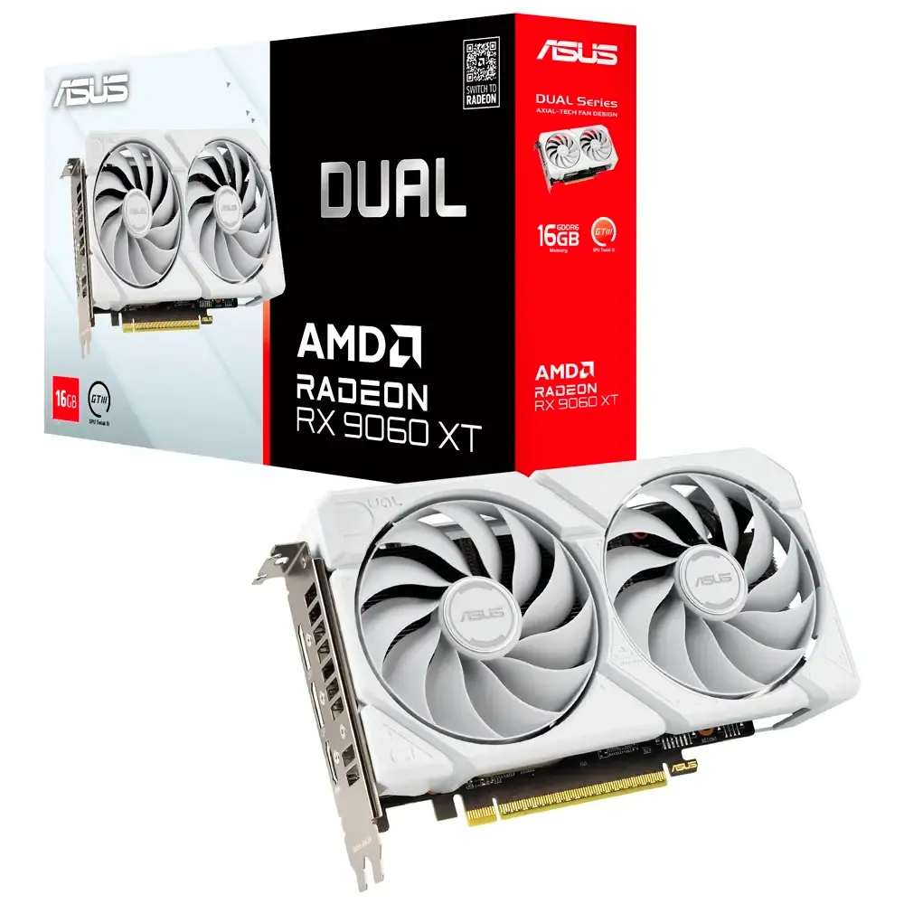 Placa Gráfica Asus AMD Radeon RX 9060 XT RDNA 4 Dual Gaming White 16GB GDDR6