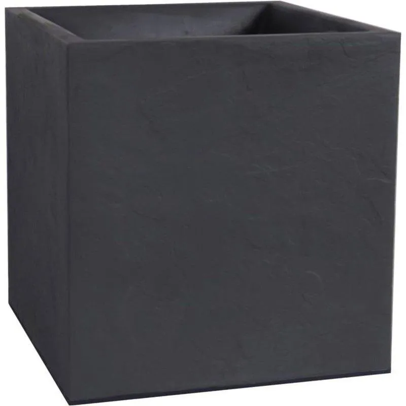 Jardineira Quadrada EDA Volcania Cinza Antracito Efeito Pedra 39,5x39,5x43,5 cm 31L