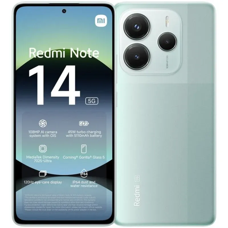 Smartphone Xiaomi Redmi Note 14 5G 6GB 128GB 6,67'' Verde Coral