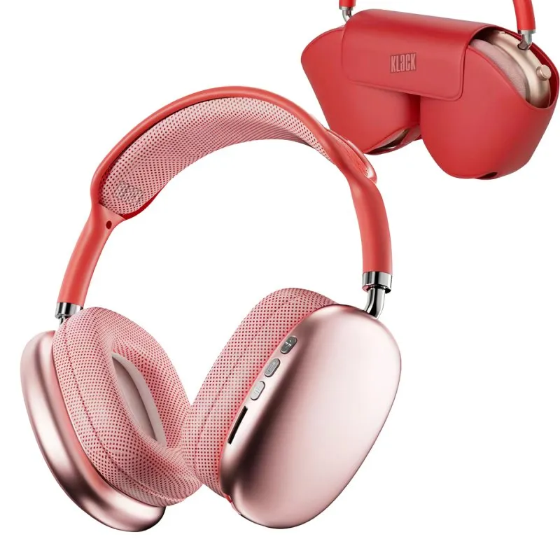 Klack Pro Max Auscultadores Sem Fios Bluetooth com Capa Vermelhos