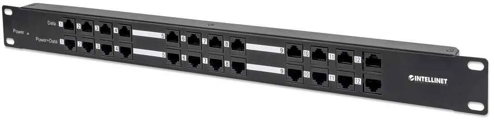 Intellinet PoE Patch Panel, 24 Port Patch Panel with 12 port 720342