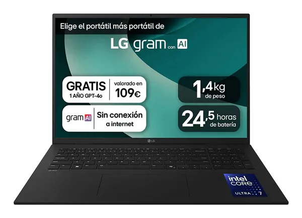 PORTATIL LG GRAM 17??????, 17Z90TL-G.AU88BN, ULTRA7, PANEL IPS,32GB RAM, 512GB SSD