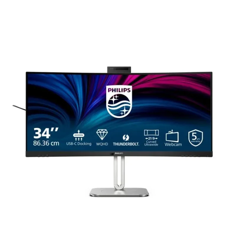 Philips 34B2U6603CH Monitor Curvo 34" UltraWide QHD 120Hz VA Thunderbolt 4 HDR400 4ms Webcam