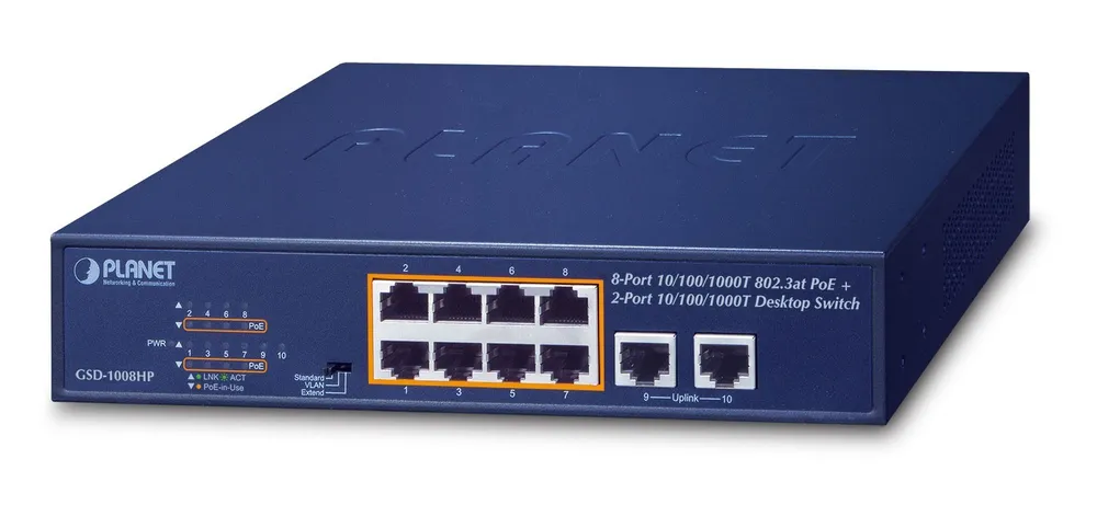 PLANET GSD-1008HP network switch Unmanaged Gigabit Ethernet GSD-1008HP