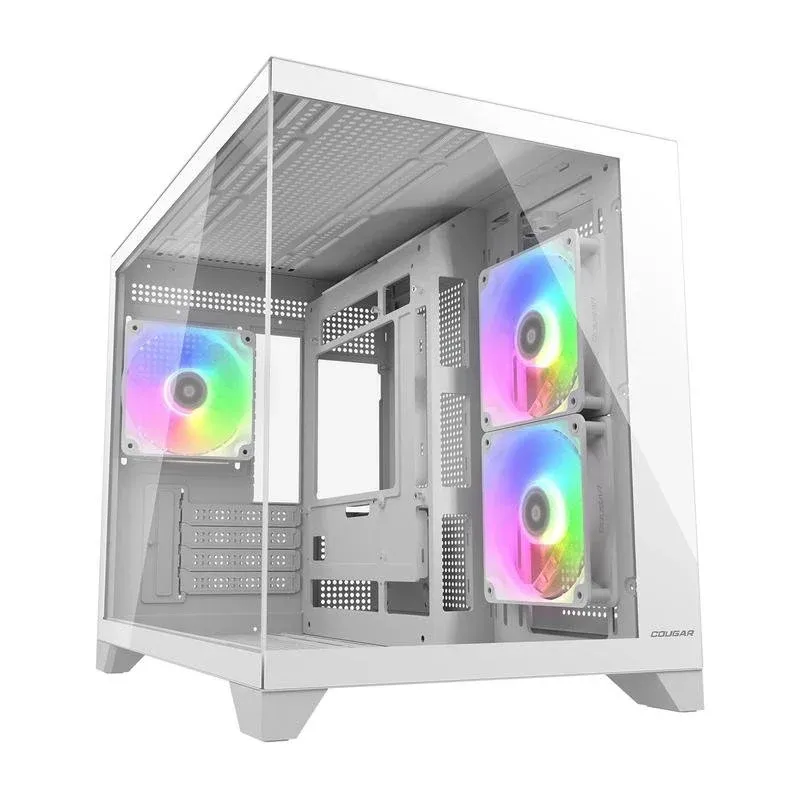 Caixa de Computador Caixa Cougar CGR-2QA6W-RGB Mini Tower micro ATX Mini-ITX Vidro Temperado Branco RGB
