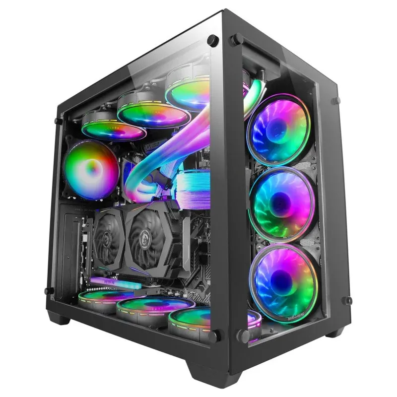 Caixa Extended-ATX Mars Gaming MCV3 RGB Vidro Temperado Preta