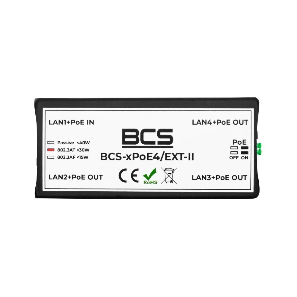 BCS BCS-xPoE4/EXT-II Extensor PoE Não Gerido para BCS-xPoE4/EXT-II