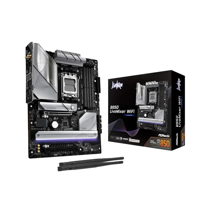 Asrock B850 LiveMixer WiFi Motherboard Socket AM5 ATX PCIe 5.0 DDR5 Audio Pro