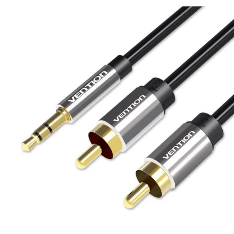 Cabo Estéreo Vention BCFBG Jack 3.5mm Macho a 2x RCA Macho 1,5m Alumínio Preto