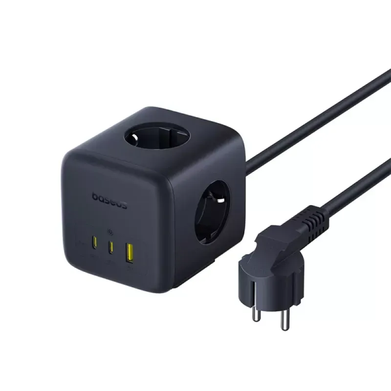Os-Baseus Enerfill Fa11 Cube Power Strip 3Ac + 1U + 1C 67W 1.5M Eu Cosmic Black