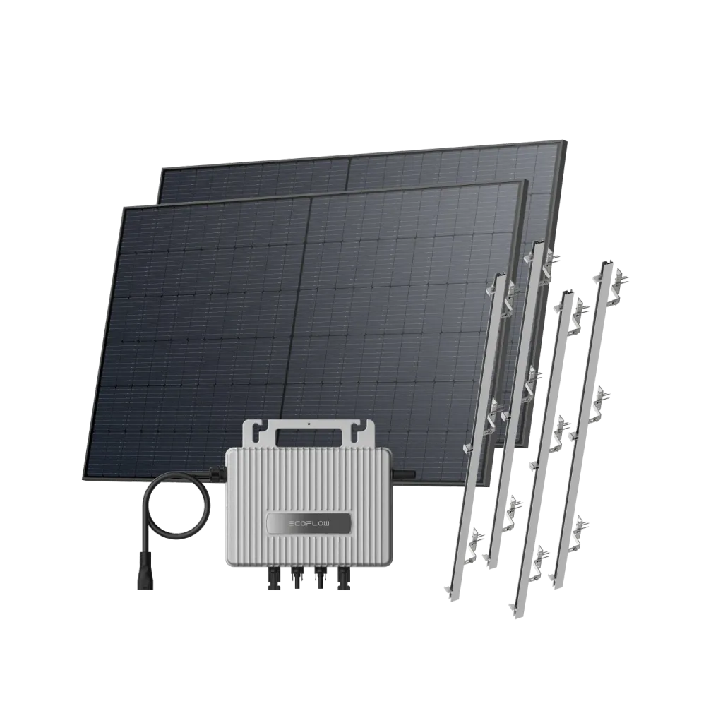 Kit EcoFlow STREAM de Telhado - Telhado inclinado / (1040Wp) 2 × 520W Painel solar rígido + microinversor STREAM / Suporte: Telhado inclinado