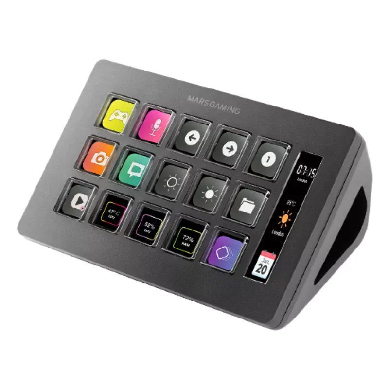 CONTROL DECK SLIM MARS GAMING MSD-ONE 15TECLAS LCD PRETO