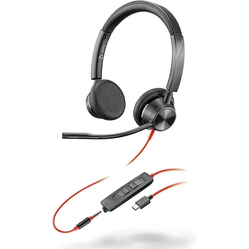 Poly Blackwire 3325 Headset USB Preto para Escritório